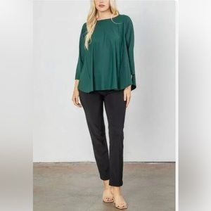 NWT IC Collection by Connie K size Small green 3/4 Sleeve Swing Tunic To…